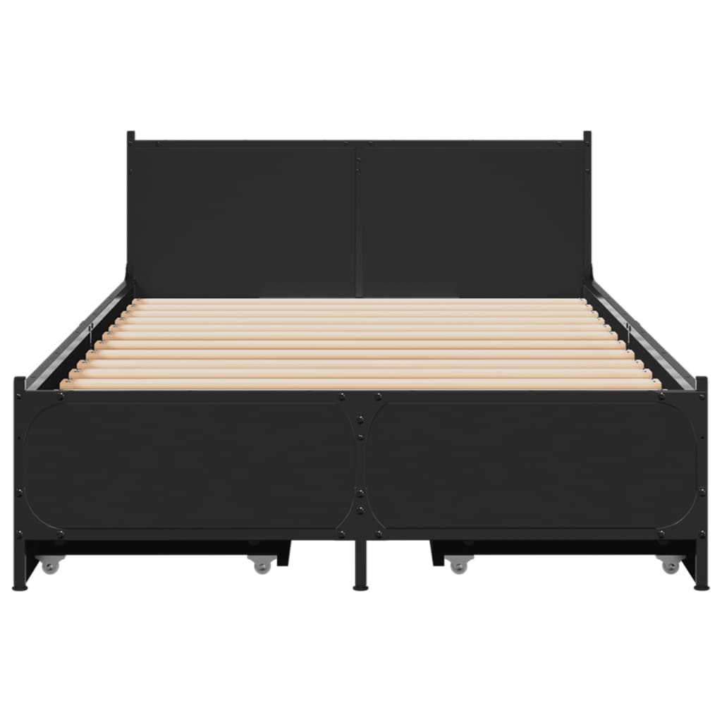Bed Frame with Drawers without Mattress Black 75x190 cm Small Single
