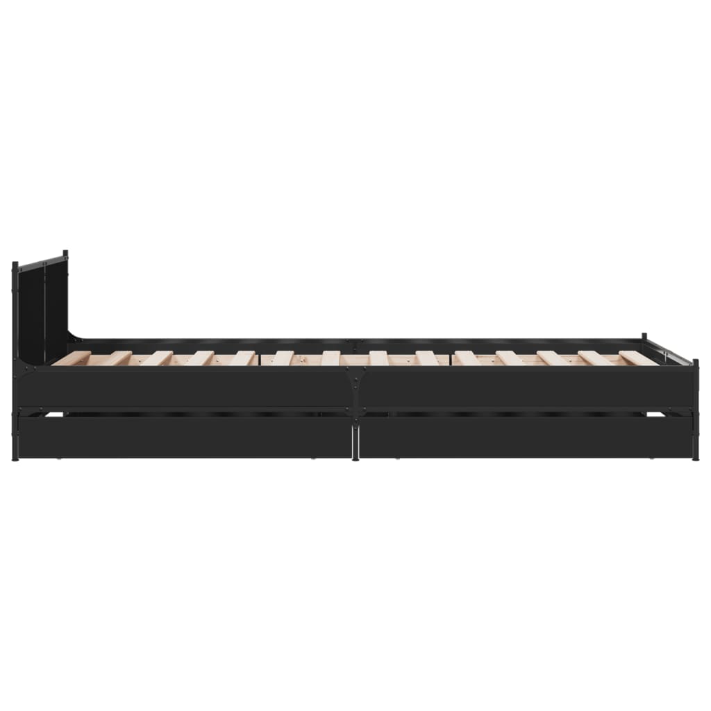 Bed Frame with Drawers without Mattress Black 75x190 cm Small Single