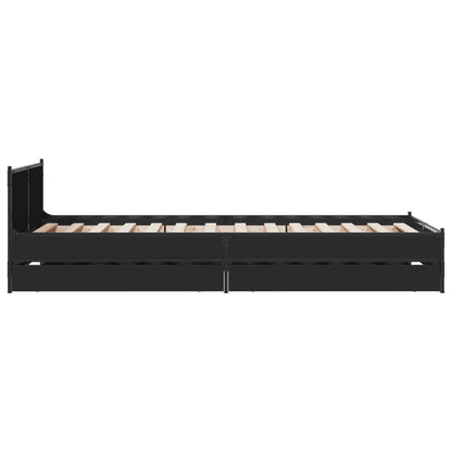 Bed Frame with Drawers without Mattress Black 75x190 cm Small Single