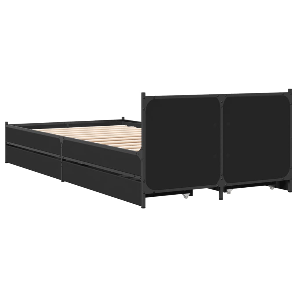 Bed Frame with Drawers without Mattress Black 75x190 cm Small Single