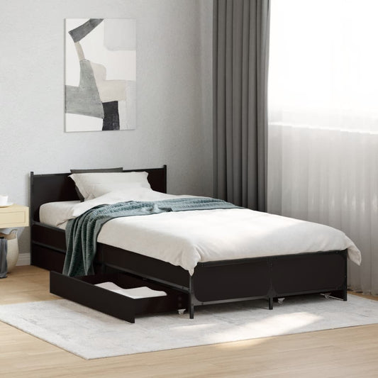 Bed Frame with Drawers without Mattress Black 75x190 cm Small Single