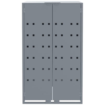 Wheelie Bin Storage for 3 Bins Grey 207x79x117 cm Steel