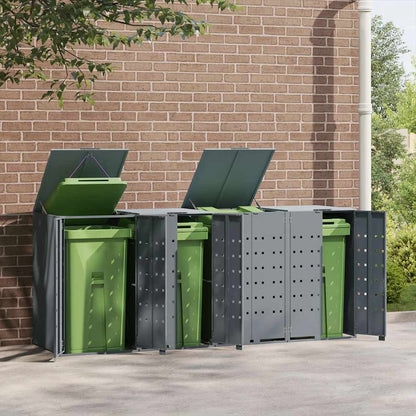 Wheelie Bin Storage for 4 Bins Grey 276x79x117 cm Steel