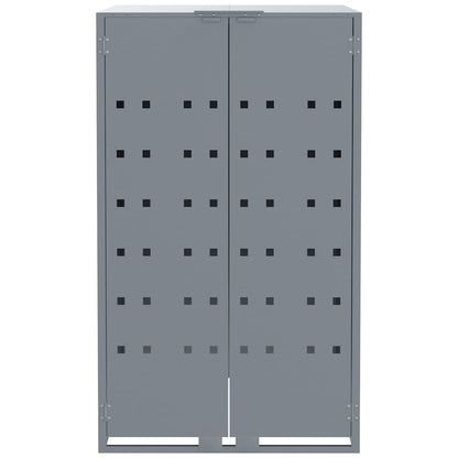 Wheelie Bin Storage for 5 Bins Grey 345x79x117 cm Steel