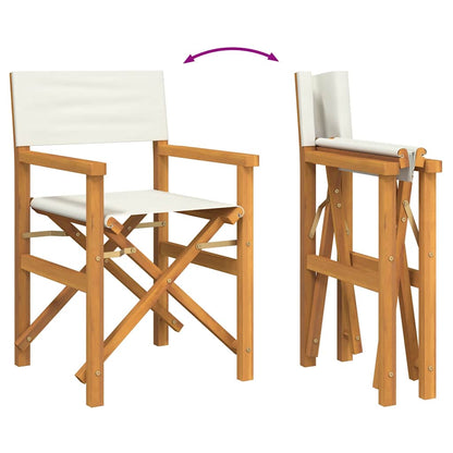 Folding Director's Chair Cream Solid Wood Teak