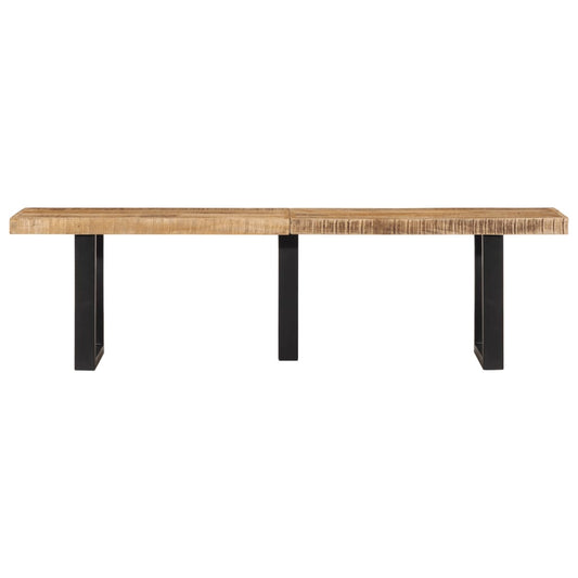 Bench 160 cm Solid Rough Wood Mango and Steel