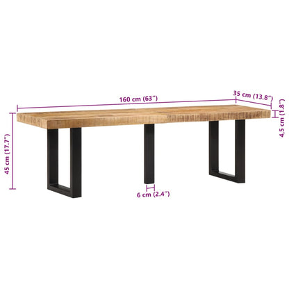 Bench 160 cm Solid Rough Wood Mango and Steel