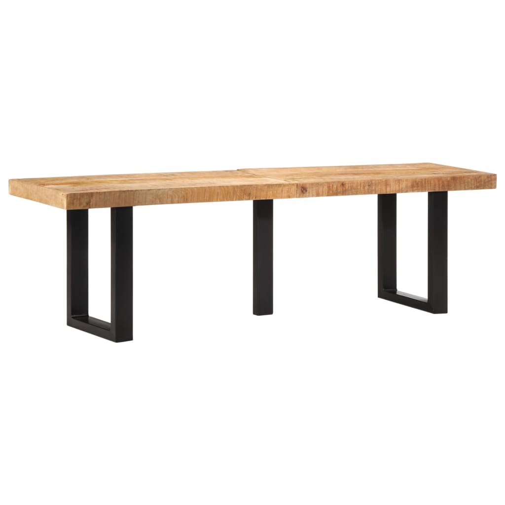 Bench 160 cm Solid Rough Wood Mango and Steel