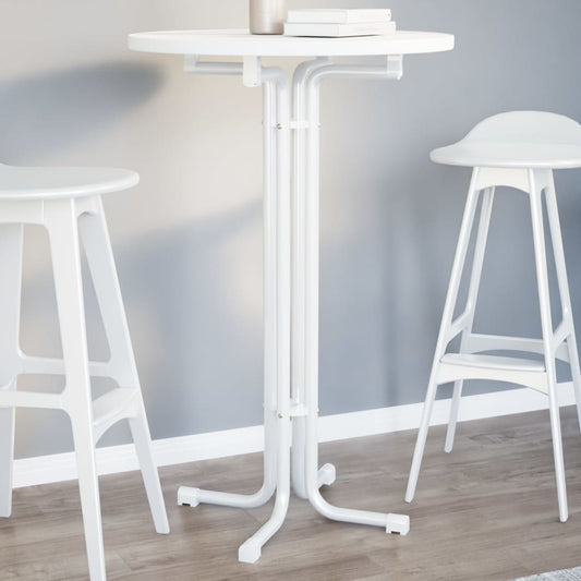 Bar Table White Ø70x110 cm Engineered Wood and Steel