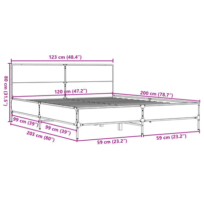 Bed Frame without Mattress Black 120x200 cm