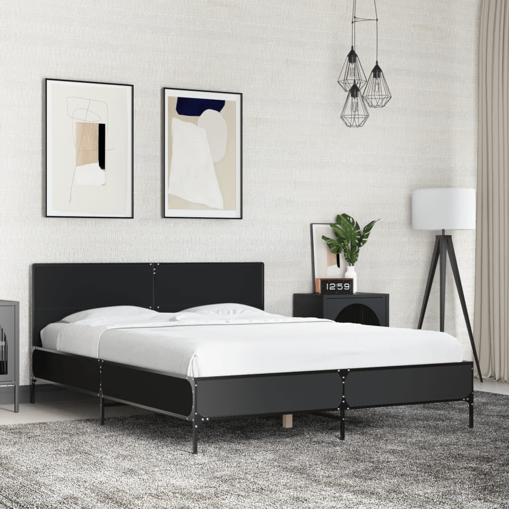 Bed Frame without Mattress Black 120x200 cm