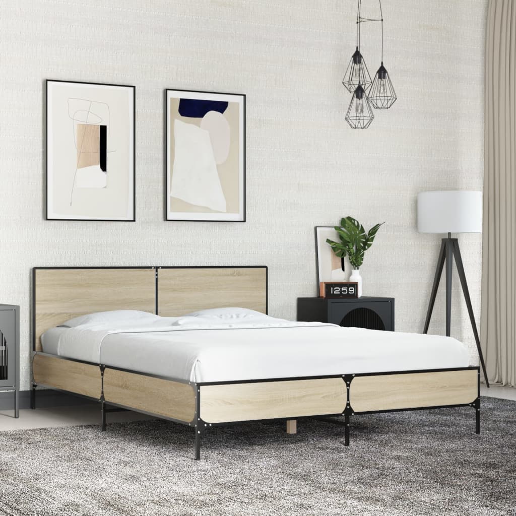 Bed Frame without Mattress Sonoma Oak 120x200 cm