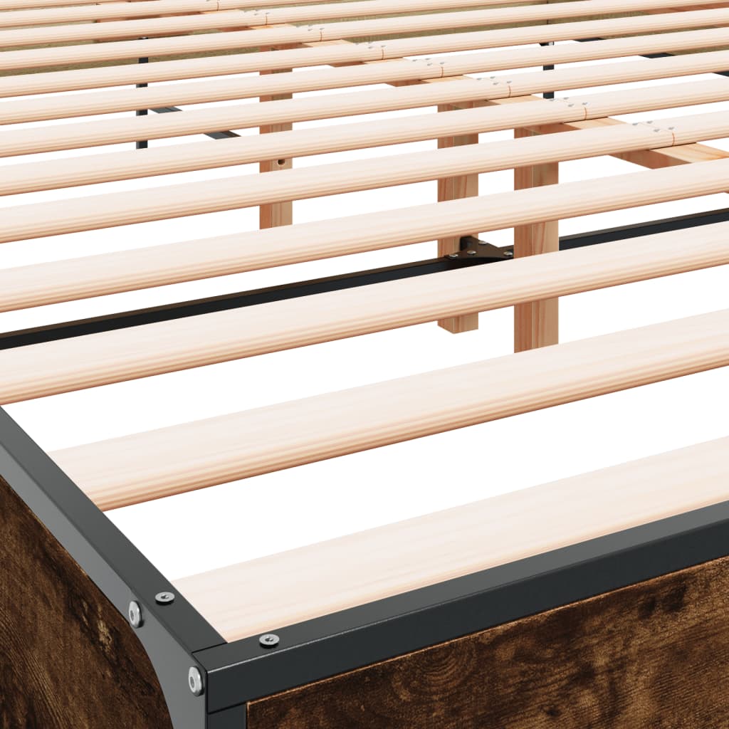 Bed Frame without Mattress Smoked Oak 120x200 cm