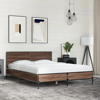 Bed Frame without Mattress Brown Oak 120x200 cm