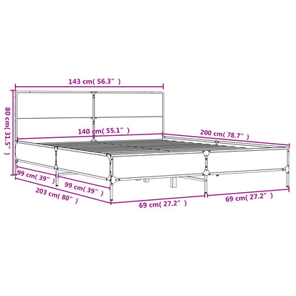 Bed Frame without Mattress Grey Sonoma 140x200 cm