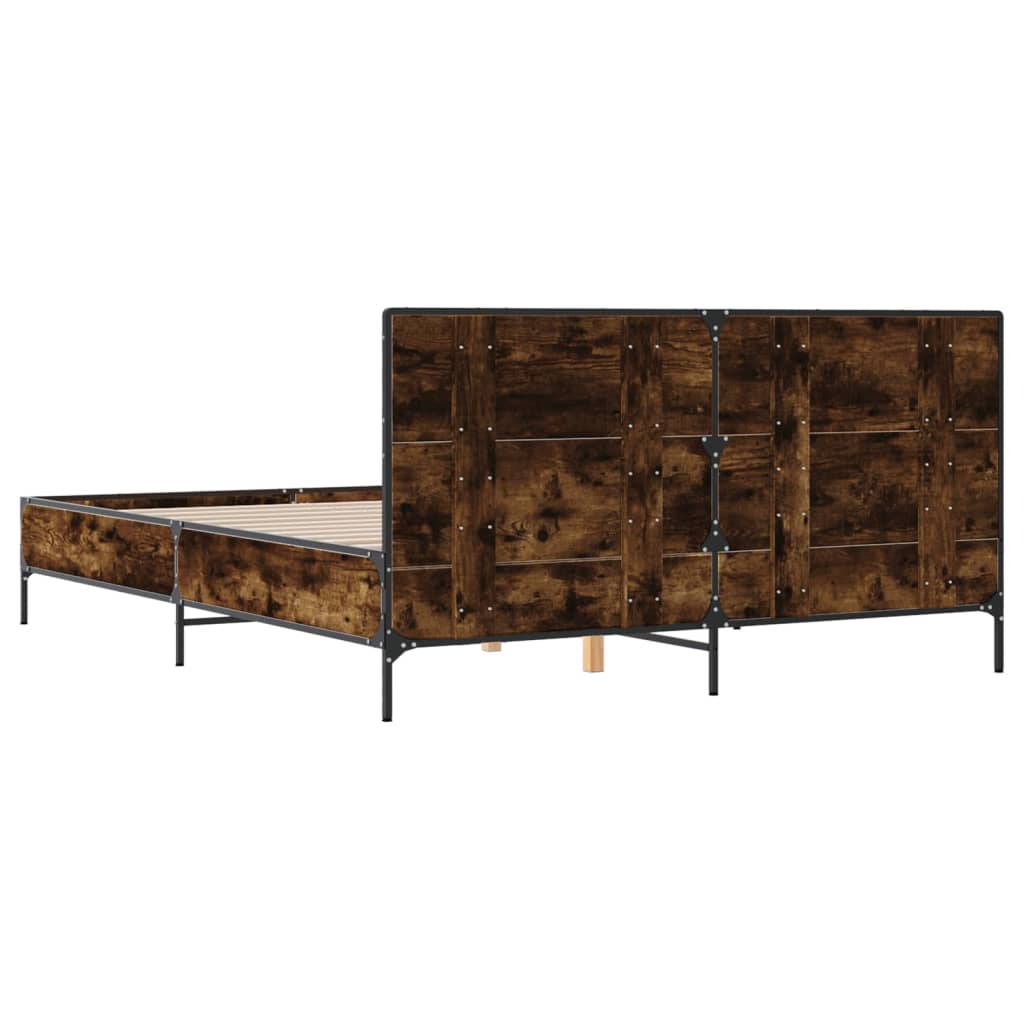 Bed Frame without Mattress Smoked Oak 160x200 cm