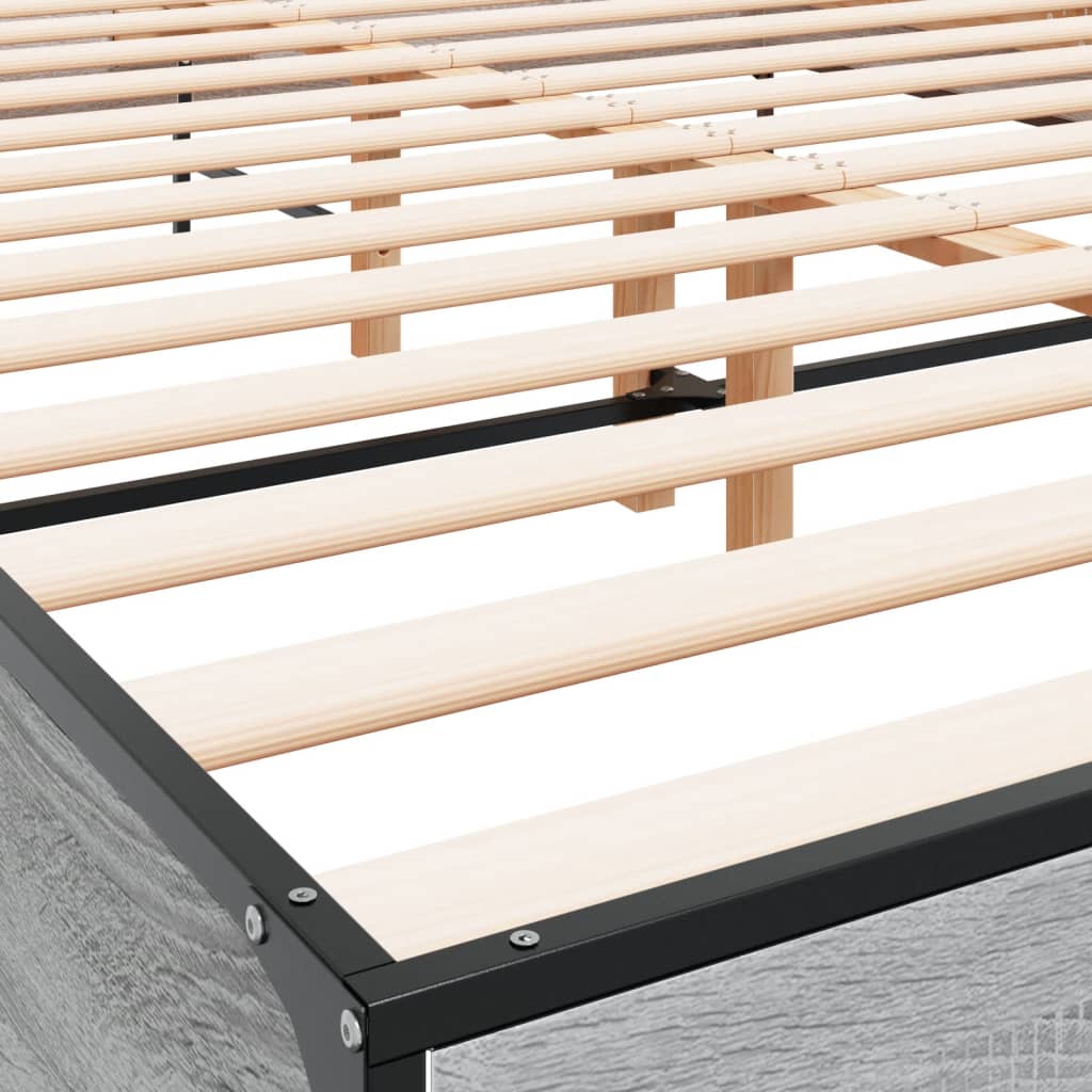 Bed Frame without Mattress Grey Sonoma 160x200 cm