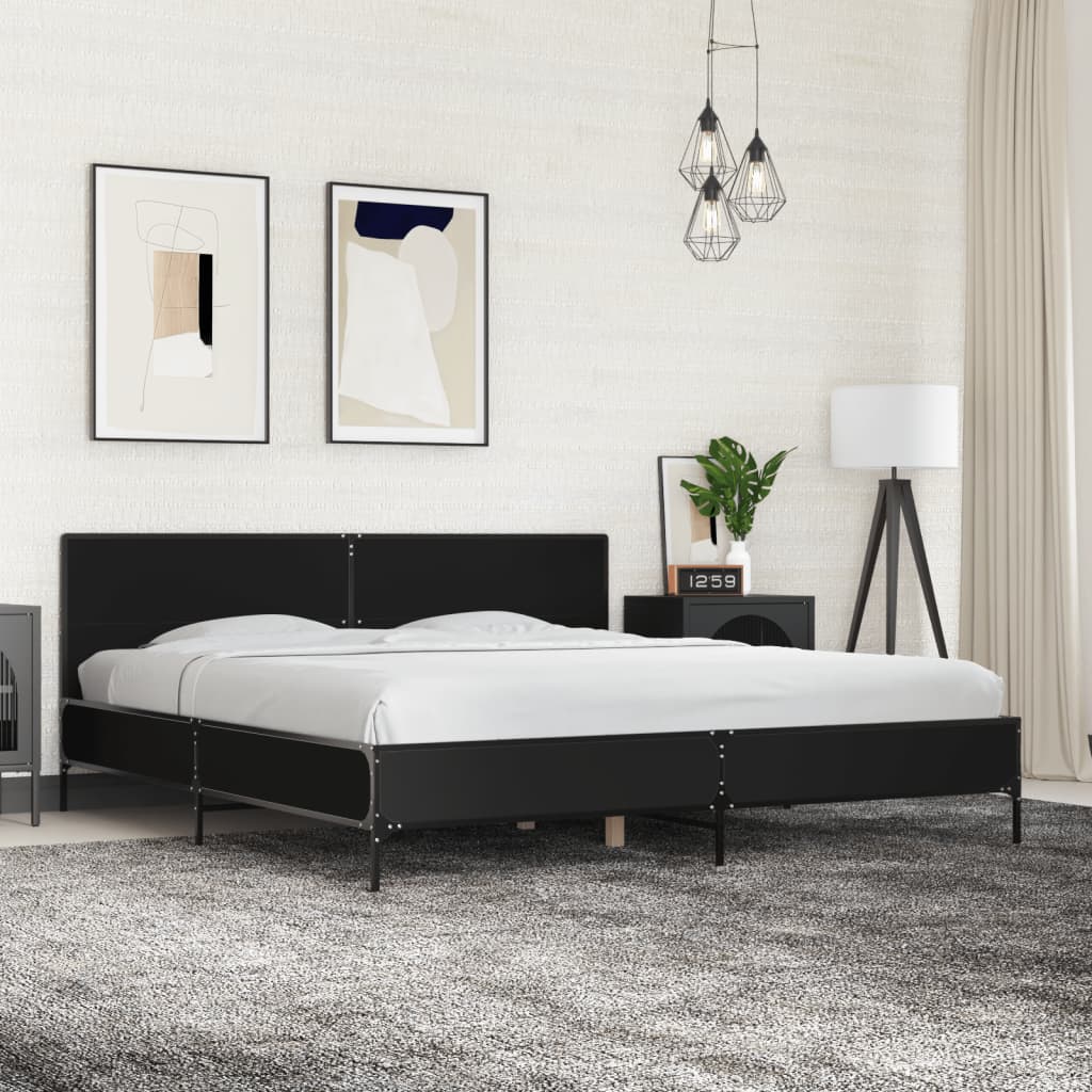 Bed Frame without Mattress Black 200x200 cm