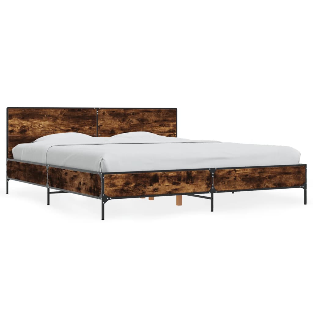 Bed Frame without Mattress Smoked Oak 200x200 cm