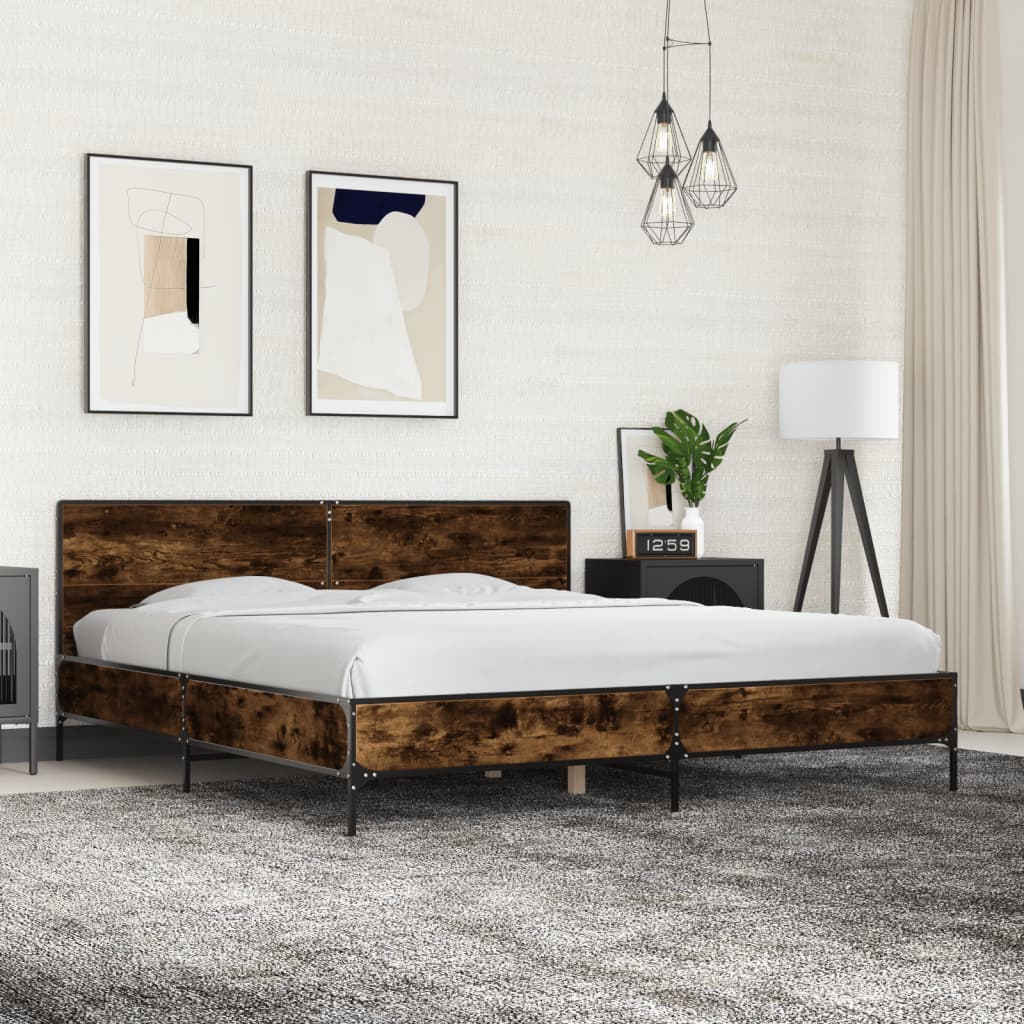 Bed Frame without Mattress Smoked Oak 200x200 cm