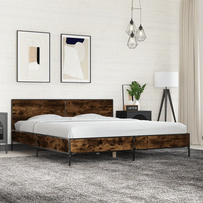 Bed Frame without Mattress Smoked Oak 200x200 cm