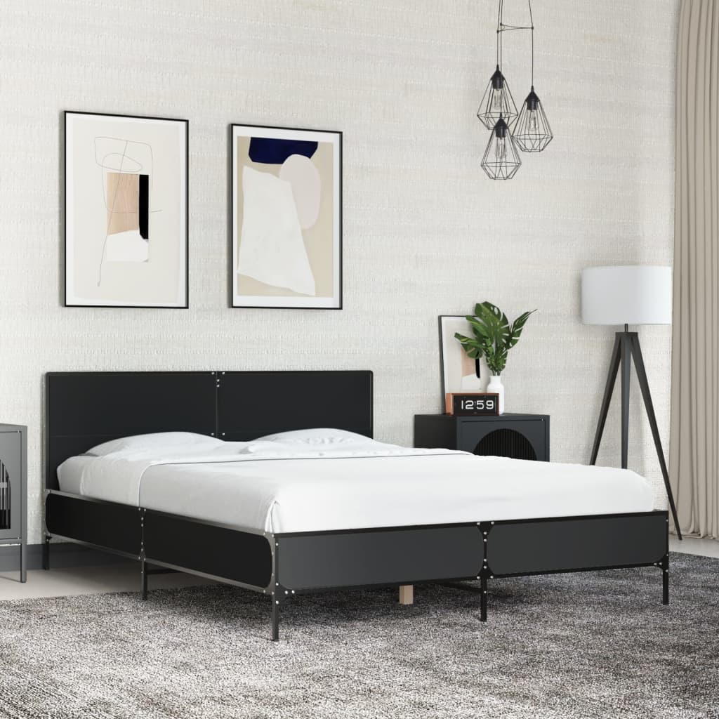 Bed Frame without Mattress Black 120x190 cm Small Double