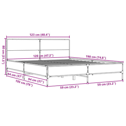 Bed Frame without Mattress Grey Sonoma 120x190 cm Small Double