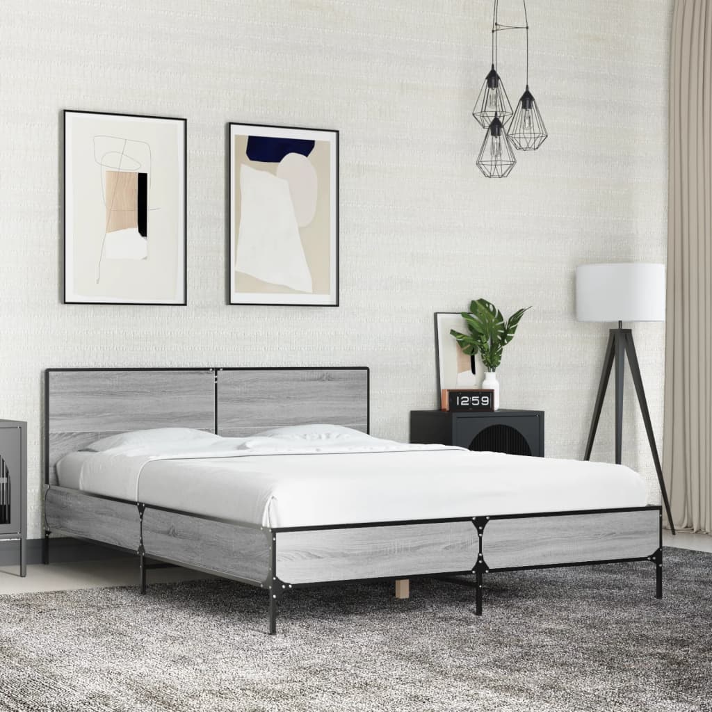 Bed Frame without Mattress Grey Sonoma 120x190 cm Small Double