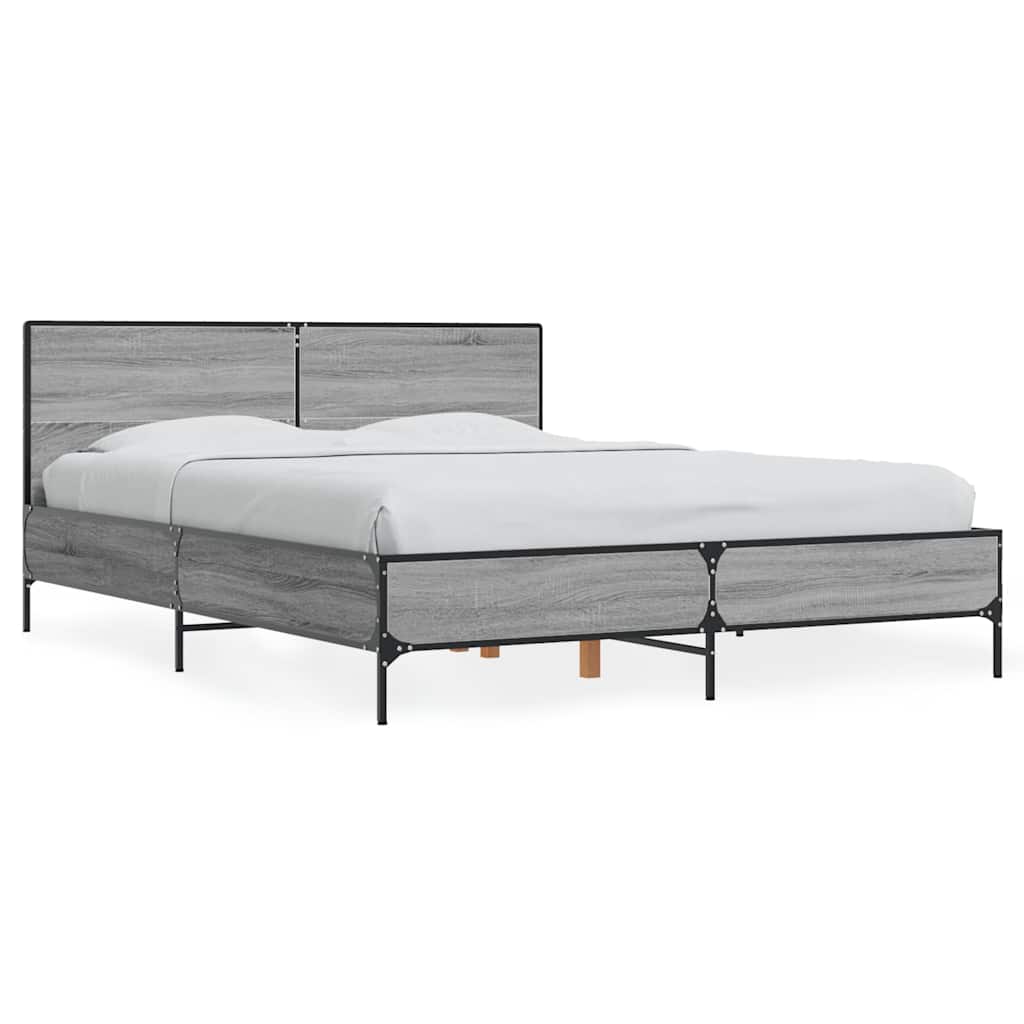 Bed Frame without Mattress Grey Sonoma 140x190 cm