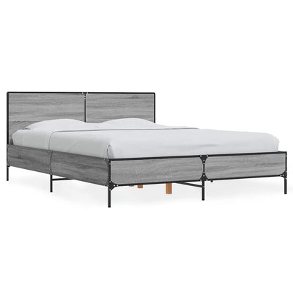 Bed Frame without Mattress Grey Sonoma 140x190 cm