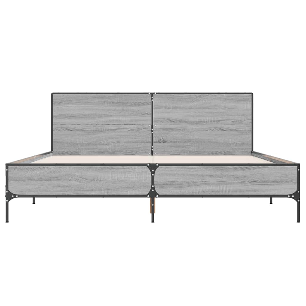 Bed Frame without Mattress Grey Sonoma 140x190 cm
