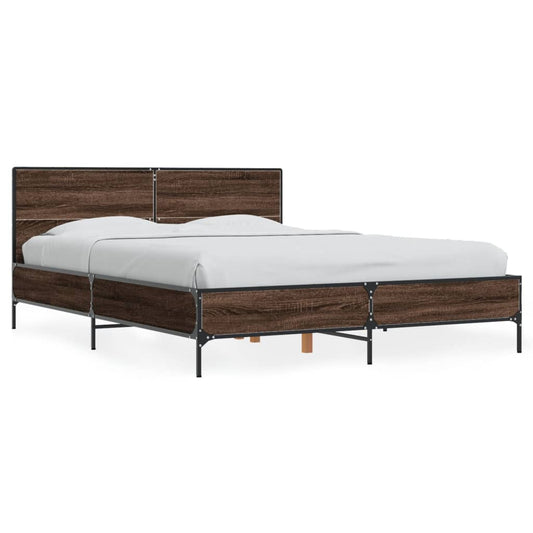 Bed Frame without Mattress Brown Oak 140x190 cm