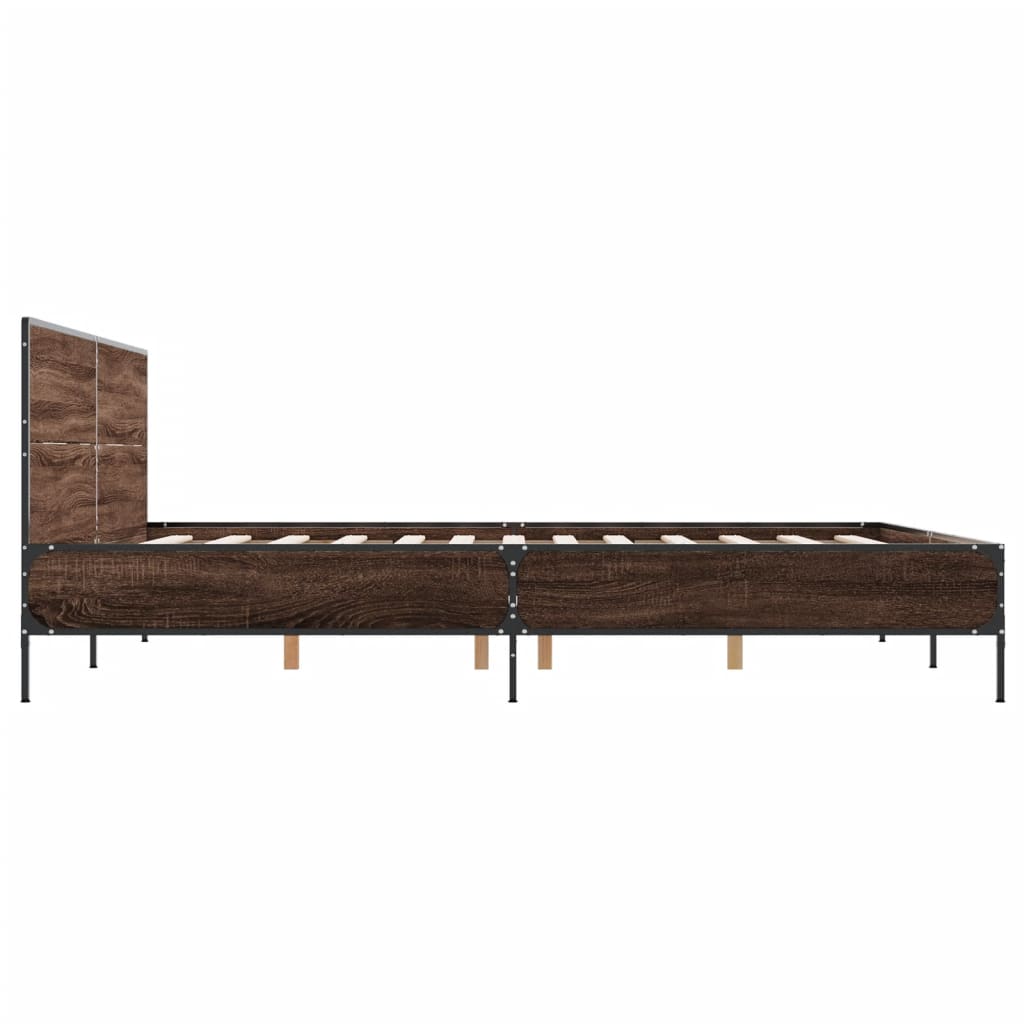 Bed Frame without Mattress Brown Oak 140x190 cm