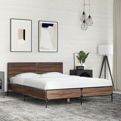 Bed Frame without Mattress Brown Oak 140x190 cm