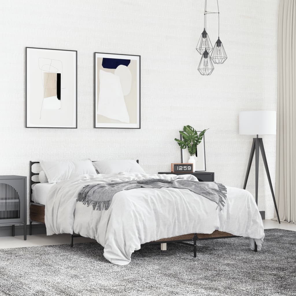 Bed Frame | Brown oak | Engineered wood, metal | 120x200 cm | Durable