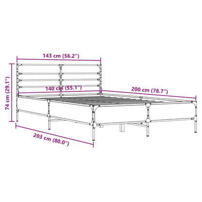 Bed Frame without Mattress Grey Sonoma 140x200 cm