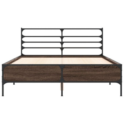 Bed Frame | Brown Oak | Engineered wood, Metal | Double | Bed Frame