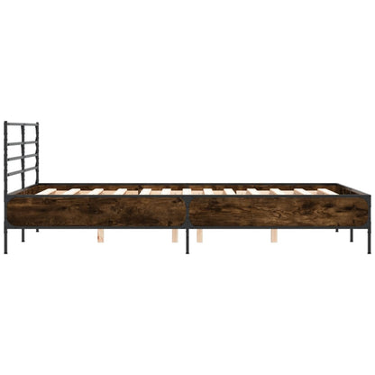 Bed Frame | Brown Oak | Engineered wood, Metal | Double | Bed Frame