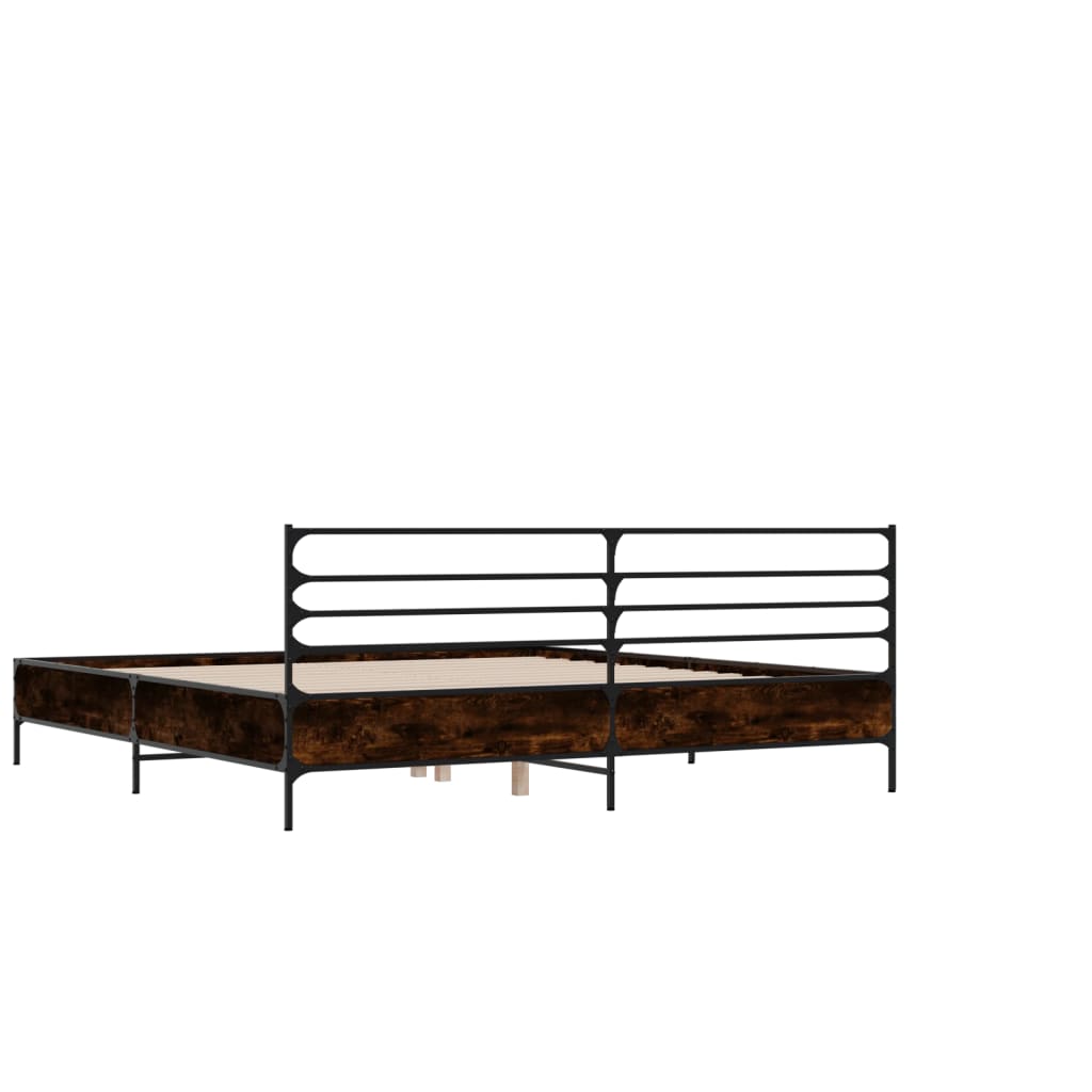 Bed Frame | Brown Oak | Engineered wood, Metal | Double | Bed Frame