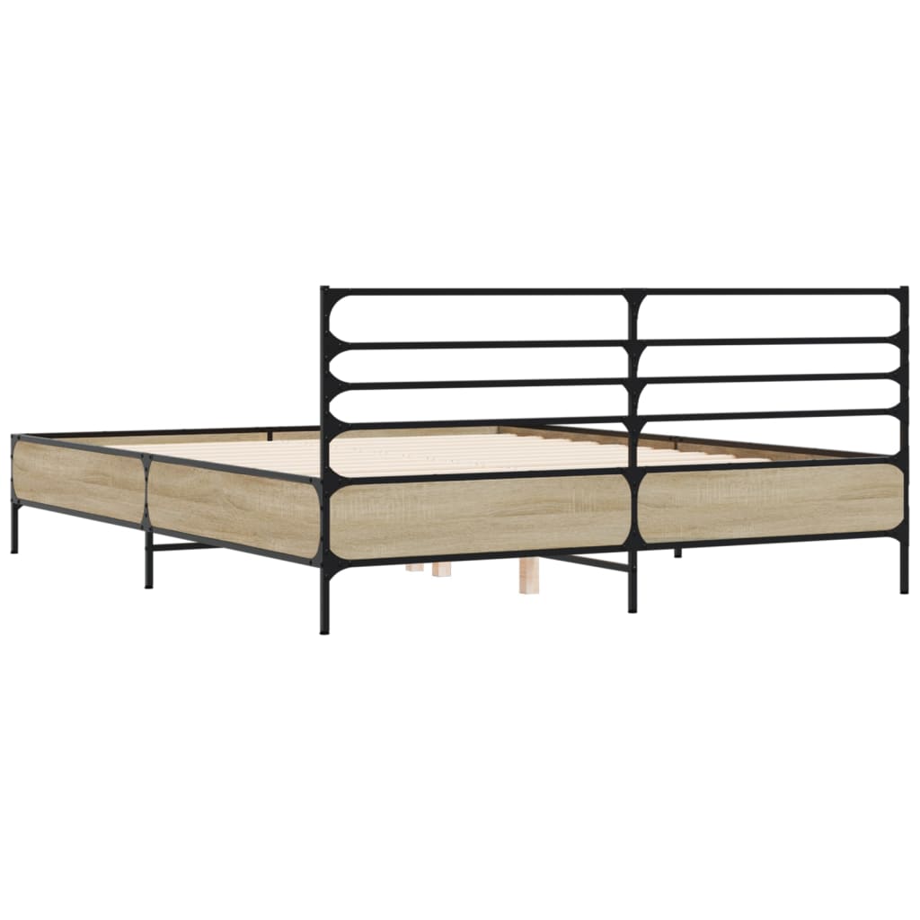 Bed Frame without Mattress Sonoma Oak 150x200 cm King Size