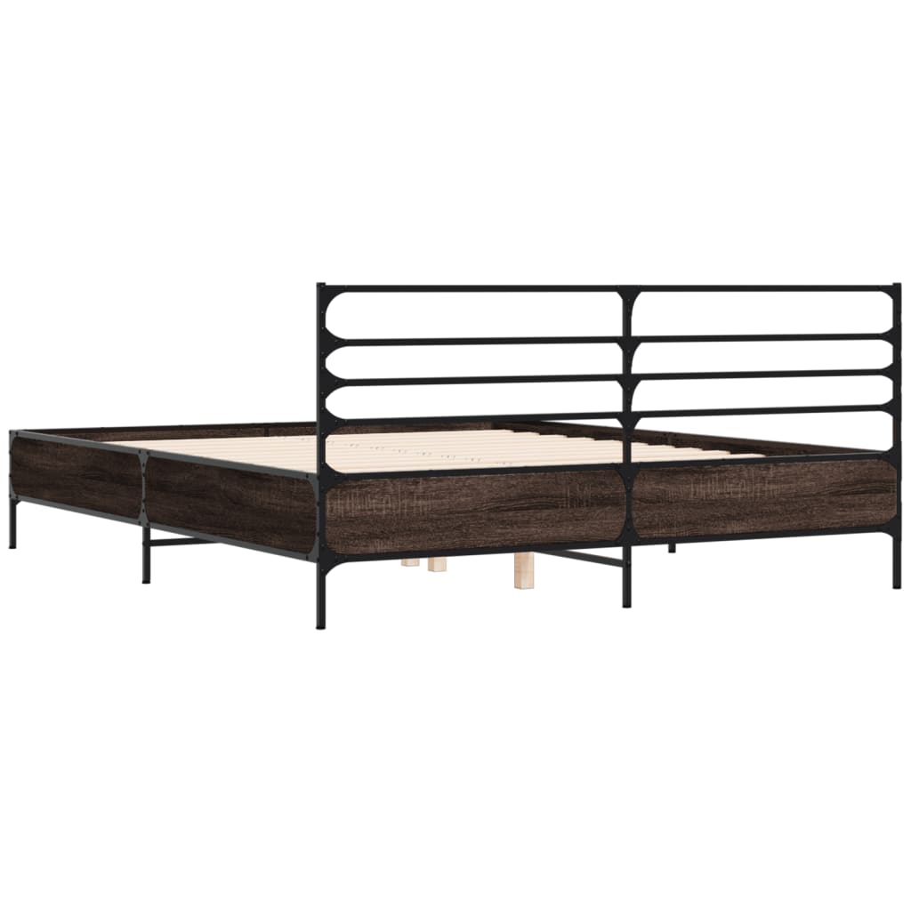 Bed Frame | Smoked Oak | Engineered Wood, Metal | King | Bed Frame