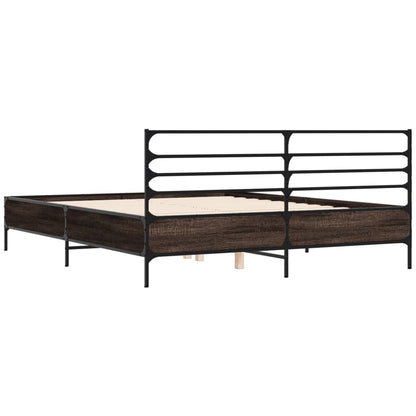 Bed Frame | Smoked Oak | Engineered Wood, Metal | King | Bed Frame