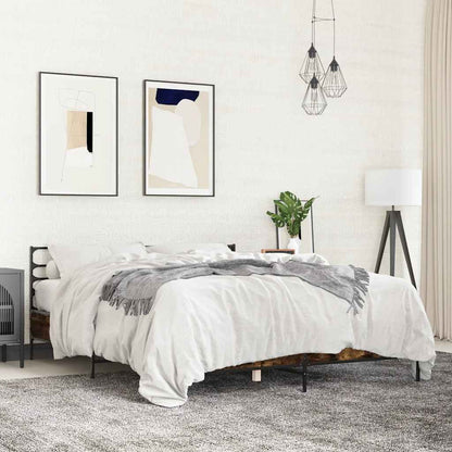 Bed Frame | Smoked Oak | Engineered Wood, Metal | King | Bed Frame