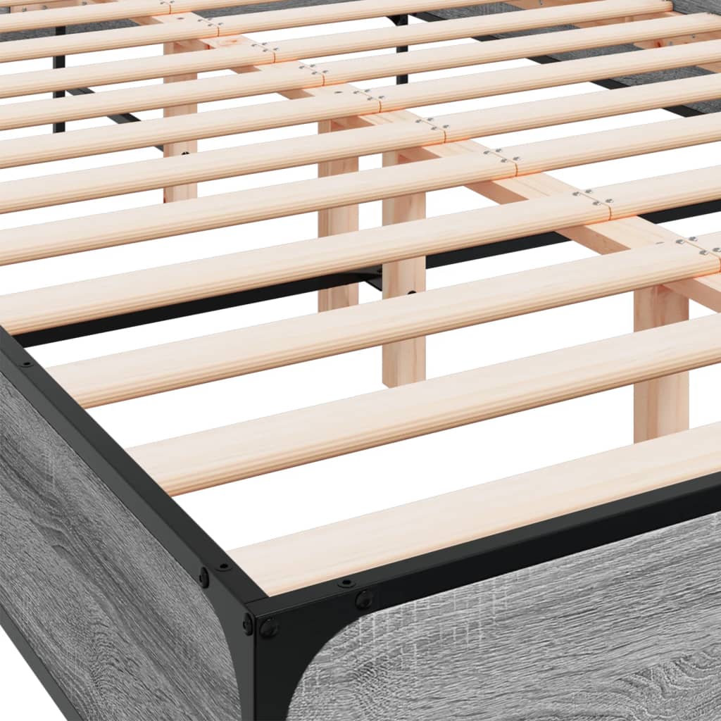 Bed Frame without Mattress Grey Sonoma 160x200 cm