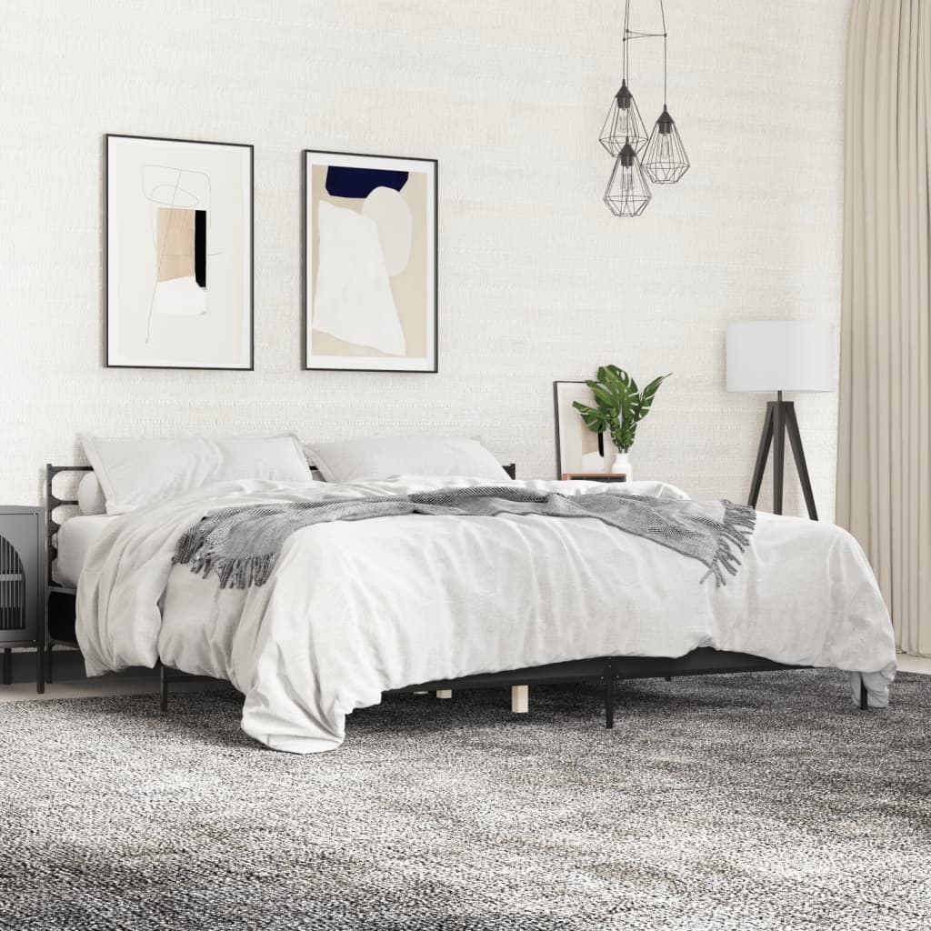 Bed Frame without Mattress Black 180x200 cm Super King