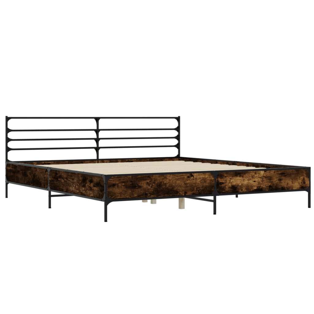 Bed Frame without Mattress Smoked Oak 180x200 cm Super King