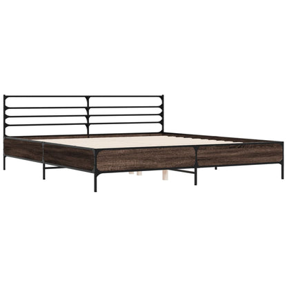 Bed Frame | Brown Oak | Engineered Wood, Metal, Plywood | Super King