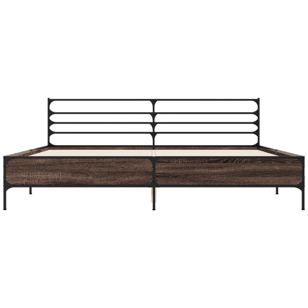 Bed Frame | Brown Oak | Engineered Wood, Metal, Plywood | Super King