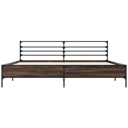 Bed Frame | Brown Oak | Engineered Wood, Metal, Plywood | Super King