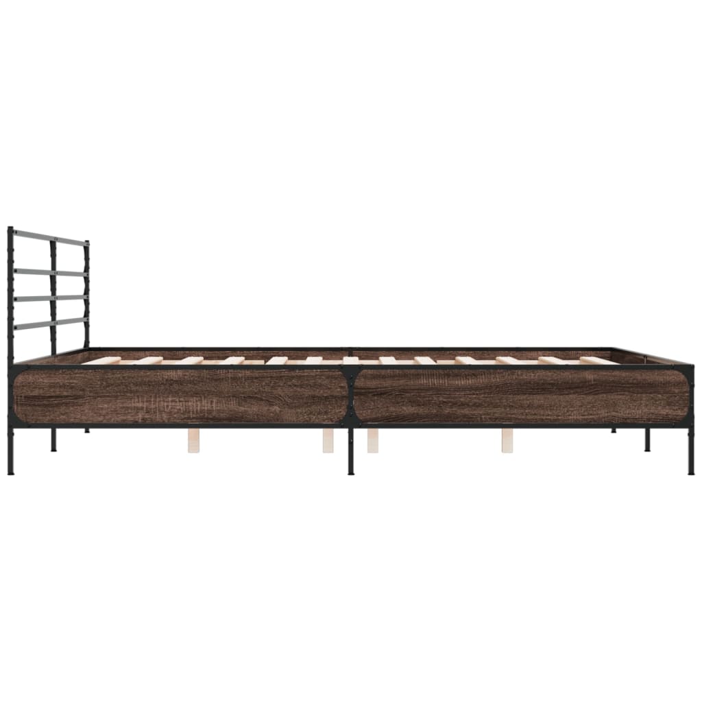 Bed Frame | Brown Oak | Engineered Wood, Metal, Plywood | Super King